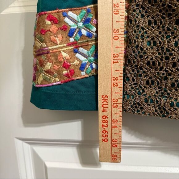 JUDITH MARCH RETRO CROCHET LACE OVERLAY EMBROIDERED COLOR BLOCK MINI DRESS M - Picture 10 of 12